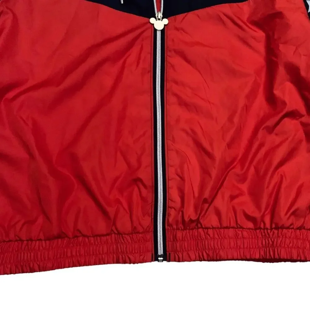 Disney Mickey Mouse Americana Windbreaker Hooded Rain Jacket Red Blue USA 250